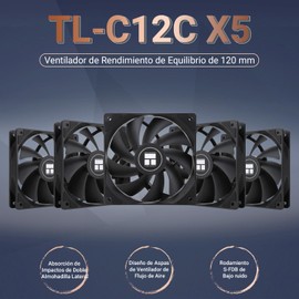 Thermalrigh C12C X5 CPU Air Fan Ventilador de enfriamiento de caja de 120mm,ventilador de computadora PWM silencioso con ventilador de enfriamiento de velocidad de 1550RPM,paquetes de 5 ventiladores