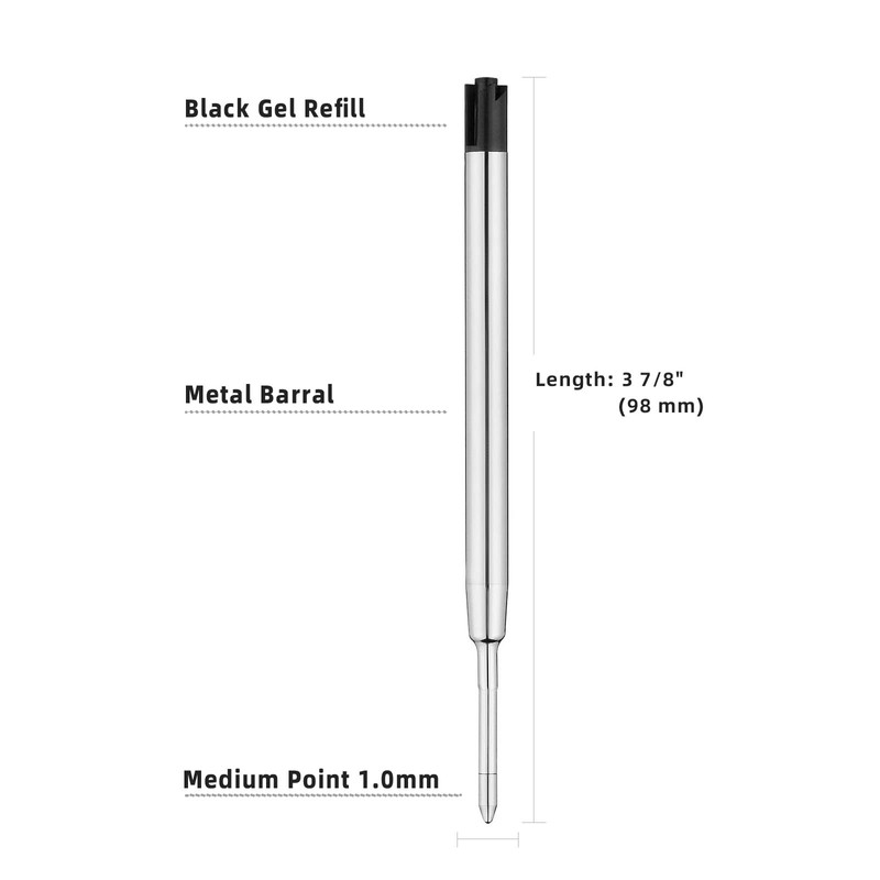 10 Pcs Replaceable Ballpoint Pen Refills, Black Ink Refill, 1mm