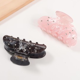 2-Piece Rhinestone Bowknot Hair Claw Clips Set - Strong Hold for Thick Hair, Non-Slip & Elegant Large Design, Adorable Style, Ideal Hair Accessories for Women & Girls, Perfect Holiday Gift