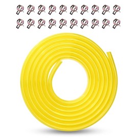 6 mm PU Fuel Gas Line Petrol Hose 1/4 Inch Polyurethane Hose 3 Metres for Lawn Mowers ATV Go-Kart Dirt Bike Small Engine with 20 Clamps (Yellow, 6 mm x 8 mm)