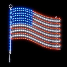 beatineon LED American Flag Lights for Wall Pole, Light Up US Flags, 24"x21.65" Lighted Flag with 340 LEDs Red, Blue, White Colors, Waterproof Banner for Indoor Outdoor Memorial Day Daily Decor