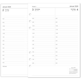 newestor 2026 Diary Refill A5, 1 Day on a Page, Compatible with Filofax A5 Organiser, 148 x 210 mm
