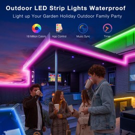 DAYBETTER 100 ft Outdoor LED Strip Lights Waterproof,IP67 Waterproof LED Light Strips with Remote,APP Music Sync RGB Exterior LED Rope Lights,Color Changing LED Lights for Bedroom,Roof,Balcony,Pool