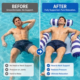 Adult Inflatable Water Hammock Pool Float – 4-in-1 PVC Lounge Raft for Swimming Pool Relaxation