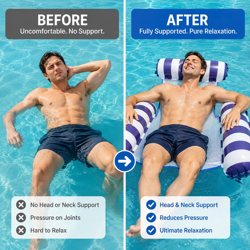Adult Inflatable Water Hammock Pool Float – 4-in-1 PVC Lounge
