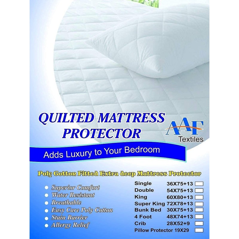 Quilted Mattress Protector King Bed Size Polycotton Cover Extra Deep