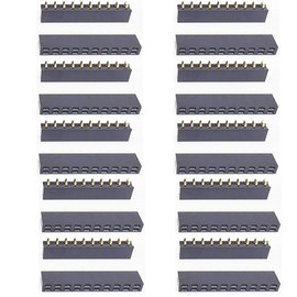 2.54mm 2 x 10Pin Female Socket Pin Header 10P Straight Dual Row Header Kit PCB Female Header Pin Header Connector, Pack of 20