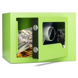 Digital Electronic Money Safe, Steel Security Lock Box with Keypad, Office Hotel Business Jewelry Gun Cash Safe, 0.23 Cubic Feet, 9.06" W x 6.69" D x 6.69" H（green）