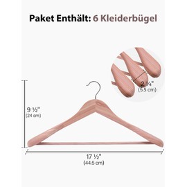 StorageWorks Red Cedar Wood Hangers 6 Pack, Extra Wide Shoulder Wooden Hanger for for Suits, Coats, Jackets, Pants