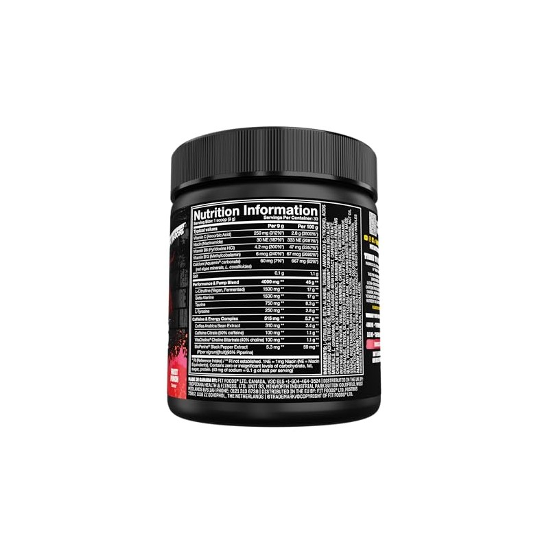 Mutant Madness Pre-Entreno en Polvo con Cafeína, Ponche de Frutas,