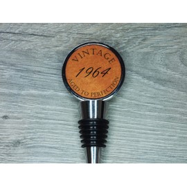 Vintage Aged to Perfection Bottle Stopper, Engraved Leather Funny Birthday Gift (60th Birthday)