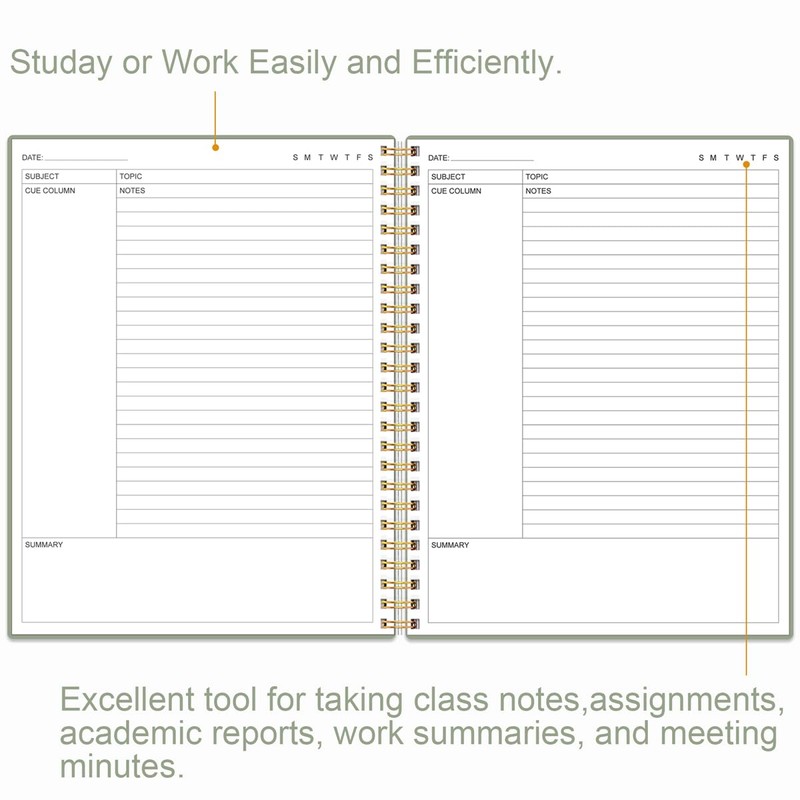 Yaridar A4 Cornell Notes Notebook - College Spiral Cornell Notebooks