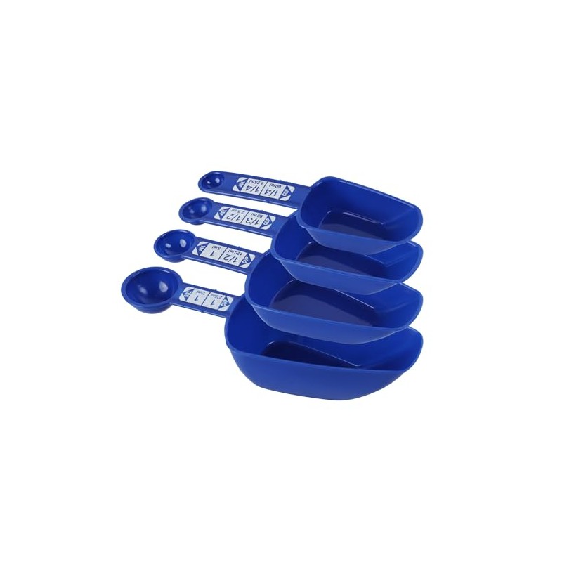 Measuring Spoons and Cups Set, 8 Measurements, Dual-Sided, Blue/Green (Blue)