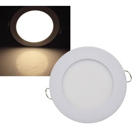 ChiliTec LED Panel Round Ceiling Installation Diameter 12 cm 20 mm Flat 230 V 6 W 503 Lumen Including Transformer Flush-Mounted 2900 K Light Colour Warm White Frame White