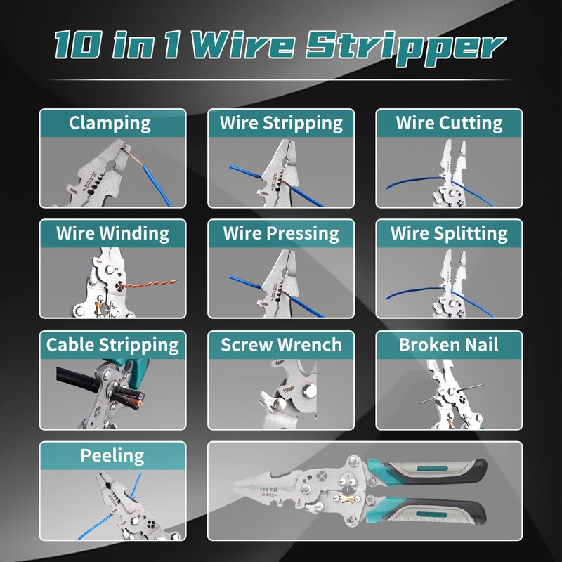 18 In 1 Foldable Ｗire Strippers Crimper, Multifunctional Folding Wire