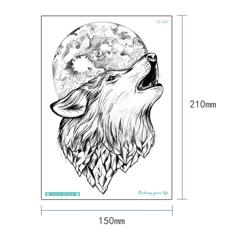 Gwolf 24 Sheets Wolf Tattoo Temporary Personality Wolf Tattoo Sticker