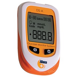 MEDSOURCE Glucose Meter, Blood Glucose Monitor, Plastic, LCD Display, 94.5mm x 56mm x 27.5mm, CR 2032 Battery, 1 Count