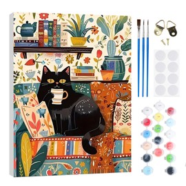 RICUVED DIY Cats Paint by Numbers Kit for Adults–Animal Paint by Numbers Oil Painting with Wooden Frame,Easy to Paint Kits with Brushes Acrylic Pigment Drawing Paintwork for Decor Gift 30x40 cm