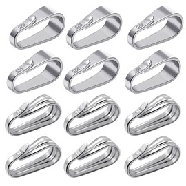 HAPPOW Pack of 12 Jewellery Pendant Eyelets 925 Silver, Necklace Loops Sterling Silver 925, Chain Clasp, Silver, Pendant Loops, Eyelets, Glossy/Striped, for Earrings, Necklaces, Crafts