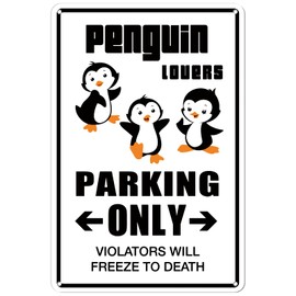 Decor 8''x12'' Penguin Sign Decor - Aluminum - Cute Penguin for Women Kids - Penguin Party Decorations Keychain Figurines Toys Stuff (050)