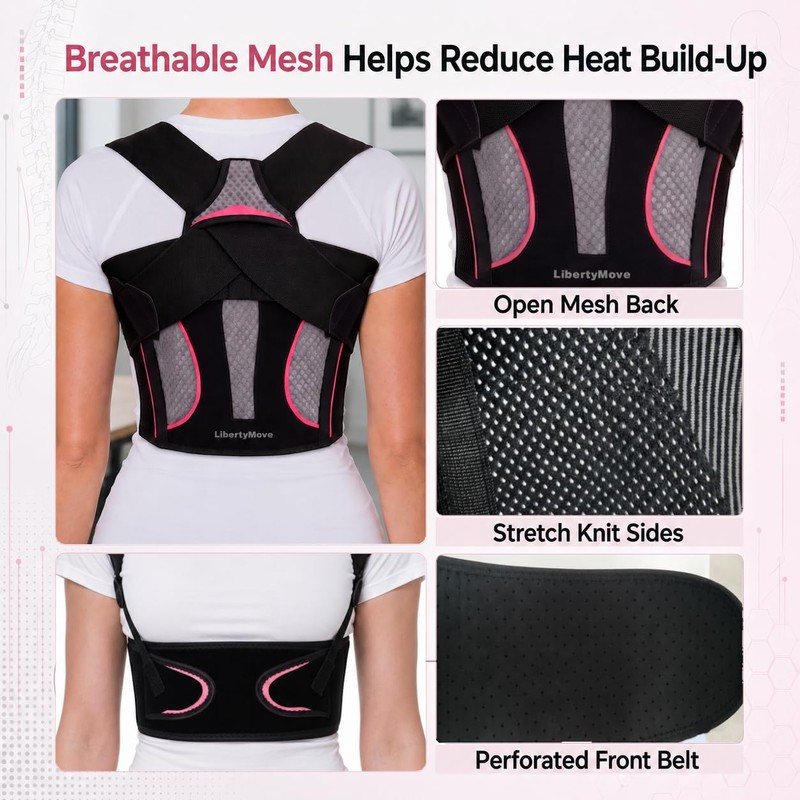 LibertyMove Posture Corrector for Women, Adjustable Upper Back Brace with