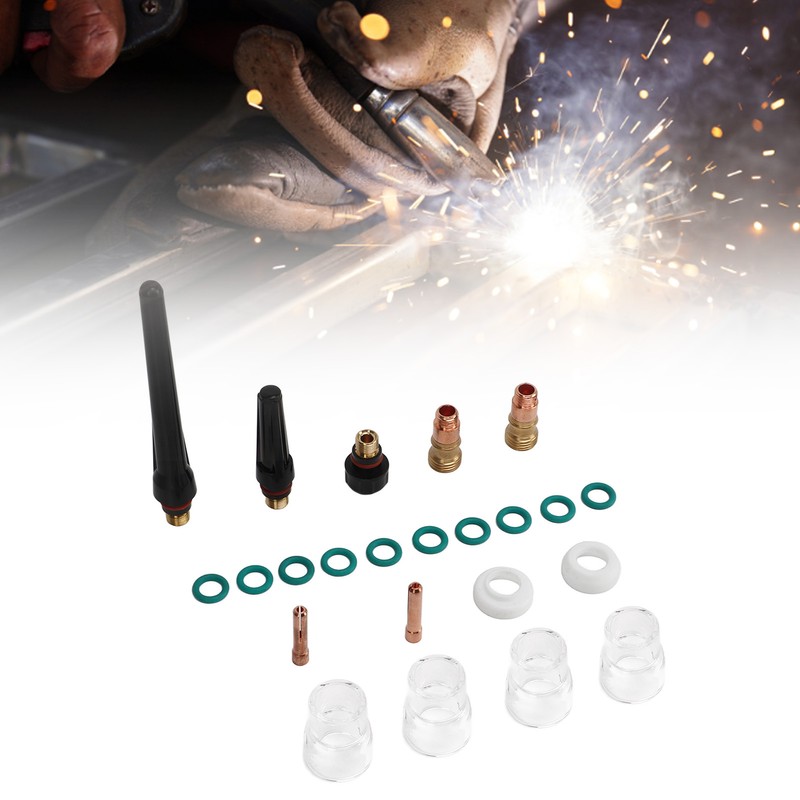23Pcs TIG Welding Accessory Set Glass Cup Connector Electrode Clamp