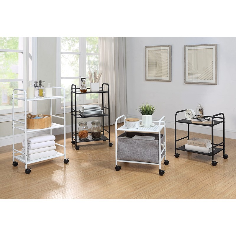 SunnyPoint 2-Tier Metal Rolling Utility Cart – Mobile Storage Shelf