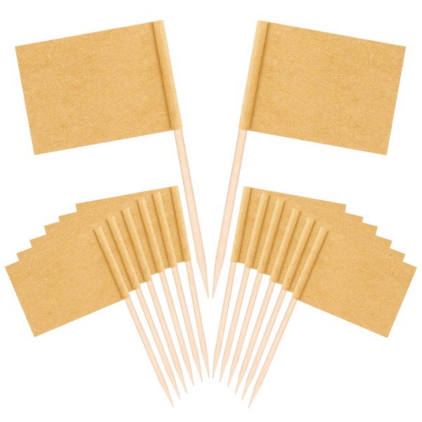 SAVITA 100pcs Kraft Toothpick Flags, Brown Mini Food Labels Flags for Party Food, Cupcake Decoration, Cheese Label, Fruit Salad