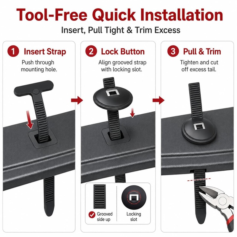 200Pcs Universal Cable Tie Buckle Fixion Tools Zipper Clips for