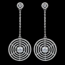 ZARD Cubic Zirconia Disc Drop Earrings in Fine Silver Plate
