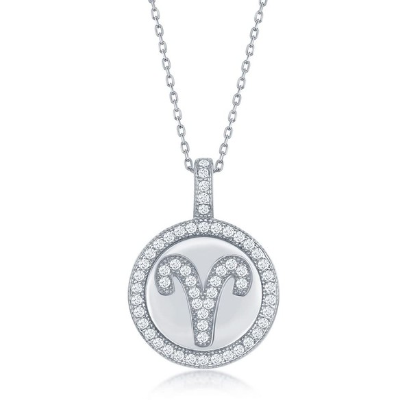 iJewelry2 Sterling Silver Micro Pave Aries Astrological Zodiac Sign Disc