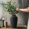 Large Ceramic Rustic Vase, 11" Black Terracotta Farmhouse Flower Vase,