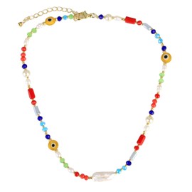 KELITCH Boho Pearls Necklaces Rainbow Choker Necklaces Women Miyuki Beaded Necklaces
