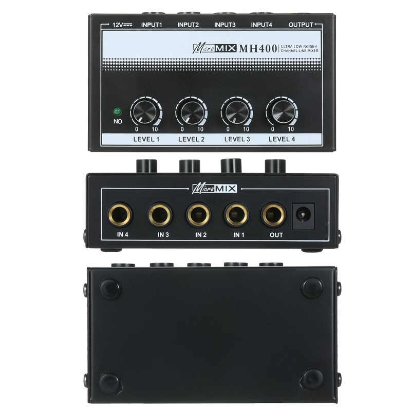 MH400 Ultra Low-Noise 4-Channel Line Mixer Mini Audio Mixer with