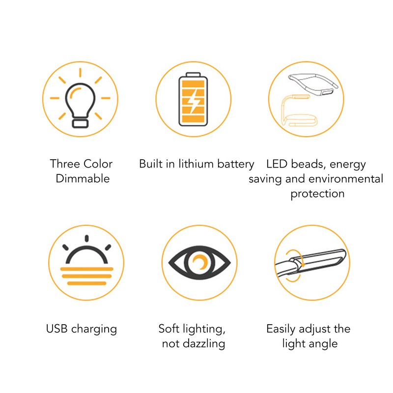 LED Neck Reading Light Lightweight Three Color Dimmable Brightness Hug