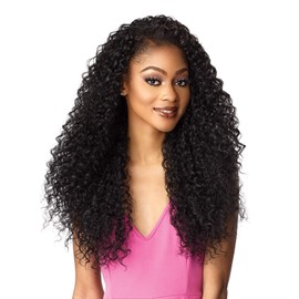 Sensationnel Instant Weave Half Wig - 5 Synthetic Blendwig Adjustable Drawstring for Seamless Hair Blending (4 MEDBROWN)