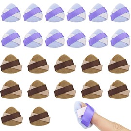24 PCS Triangle Mini Finger Powder Puff, Compact & Convenient, Velour Cosmetic Sponge Tool, Chic Color-block Design, Concealing & Brightening Wet and Dry Cosmetic Foundation Makeup Tools