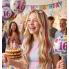 24 PCS Kids Hair Extensions for Girls, Clip in Rainbow