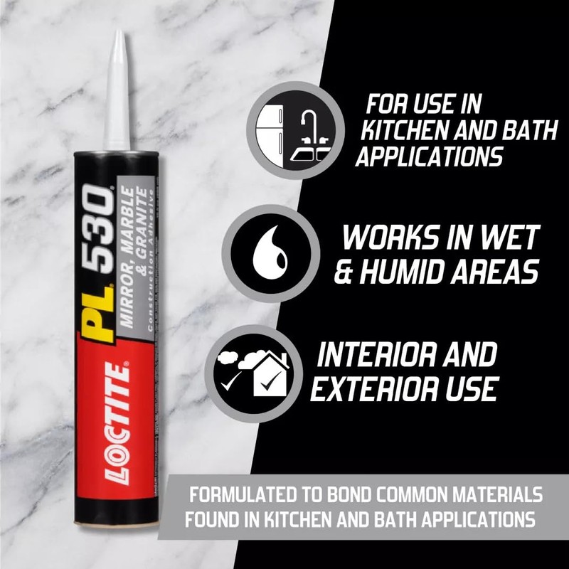 Loctite PL530 Mirror, Marble and Granite Construction Adhesive, Light Tan,