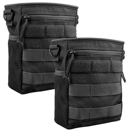 JETEDC MOLLE Dump Pouch, Storage, Military Pouch, Storage Belt Bag, Pack of 2 (Black)