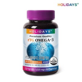 Holidays 홀리데이즈 rTG 알티지 오메가3 90캡슐 1병 3개월분 Holidays rTG Omega-3 90 Capsules 1 Bottle (3-Month Supply)