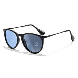 Feisedy B2571 Polarized Sunglasses, Unisex, Stylish, Ultra Lightweight, Popular, UV400, For Driving, Driving, Fishing, Sports, UV Protection, Glossy black frame with blue lens (dimmable)