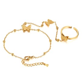 AstraGlam Armband Women Gold With 14k Plating, Adjustable Bracelet With Unique Butterfly Design, Elegant Gold Jewelry As Gift