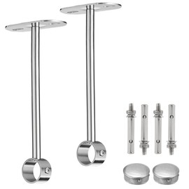 LEPEVNEY Ceiling-Mount Bracket for 25mm Dia Rods - Wardrobe Pipe Bracket for Shower Curtains, Closets, and Wardrobes - 2-Piece Set (300mm Height)
