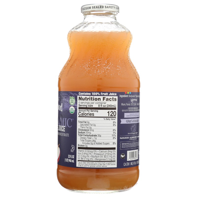 Lakewood Organic Pure Apple Juice, 32 FZ