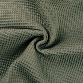 100% Cotton Waffle Honeycomb Pique Fabric Material Dark Dusty Mint, 1Mtr 140cm x 100cm