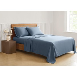 TRULY SOFT Green Solid Blue Twin 3 Piece Sheet Set, Solid Color Themed, Oeko-TEX Certified Confidence