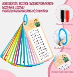 Times Tables Flash Cards, 1-12 Times Tables, Multiplication Flash Cards for Kids, Addition Flash Cards with 2 Dry Erase Pens, Educational Math Flashcards for 1st to 3rd Grades (A, One Size)