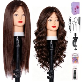 Cabeza De Maniquí Con 80% De Cabello Humano Lisa De 66 A 71 Cm Cabeza De Muñeca Con Cabello Cabeza De Maniquí De Cosmetología Cabello Humano Para Peluquería