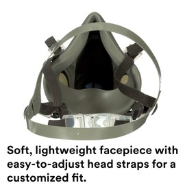 3M 3M Half Facepiece Reusable Respirator 6200, NIOSH, Four-Point Harness, Comfortable Fit, Dual Airline Supplied Air Compatible, Bayonet Connections, Painting, Sanding, Cleaning, Medium